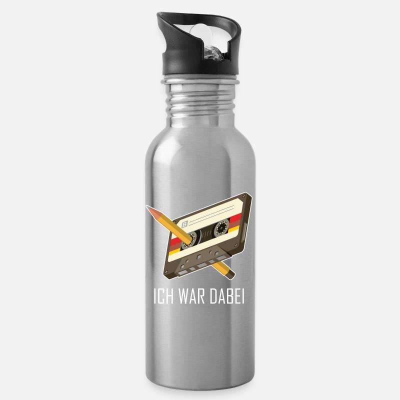 Kassette Bleistift 80er 90er Erinnerung Geschenk - Trinkflasche mit integriertem Trinkhalm - Lightsilver