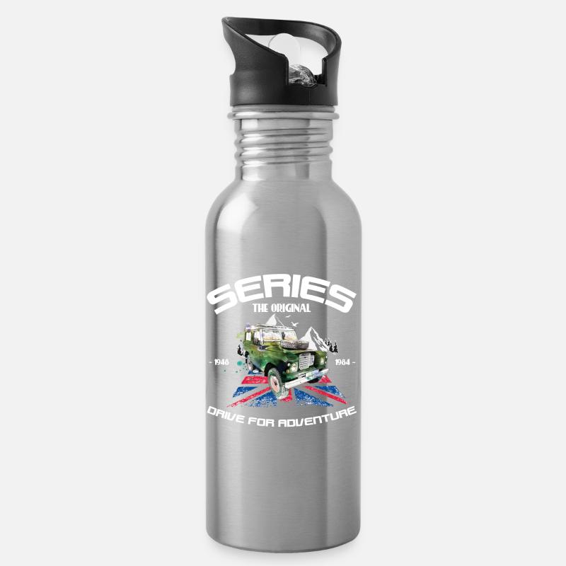 Defender Land-Rover Serie Original - Trinkflasche mit integriertem Trinkhalm - Lightsilver