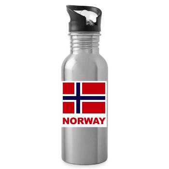 Norwegen Norwegen Flagge - Trinkflasche mit integriertem Trinkhalm - Lightsilver - Rechts