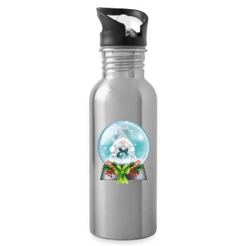 Schneekugel Weihnachtsmann mit Zuckerstangen - Trinkflasche mit integriertem Trinkhalm - Lightsilver - Rechts
