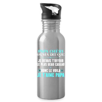 Voilà le plus beau cadeau papa chéri je t'aime - Gourde avec paille intégrée - argent clair - Droite