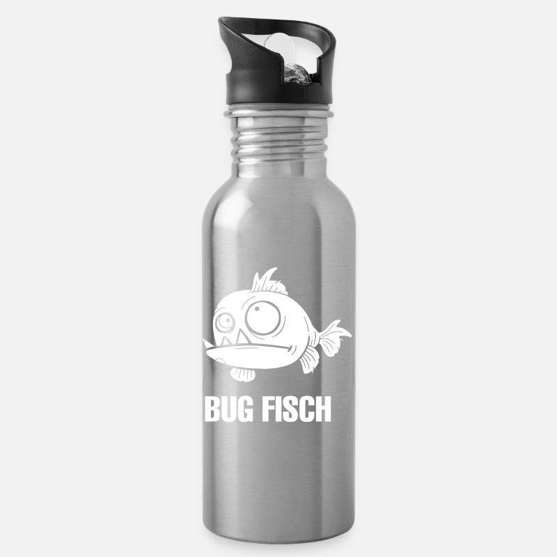 Bug Fisch - Trinkflasche mit integriertem Trinkhalm - Lightsilver