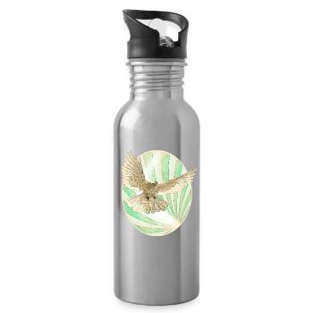 Colombe de la paix Rétro - Gourde avec paille intégrée - argent clair - Droite