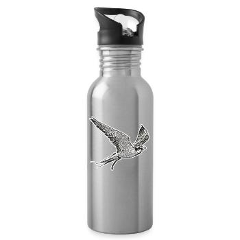 Falke im Flug - Trinkflasche mit integriertem Trinkhalm - Lightsilver - Rechts