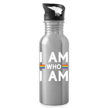 Pride Month - I Am Who I Am - LGBTQ+ - Water bottle with straw - silver - Right