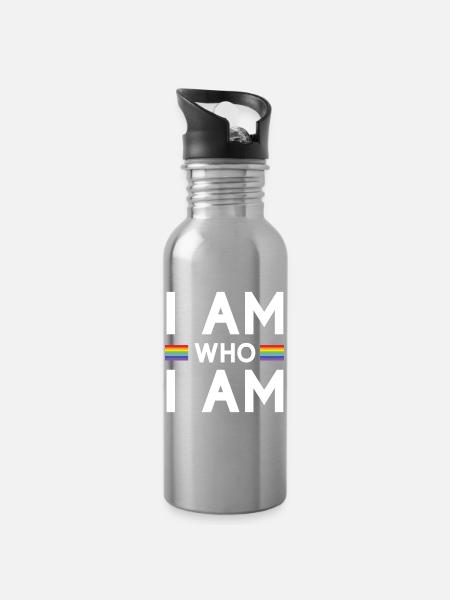 Pride Month - Ich bin, wer ich bin - LGBTQ+ - Trinkflasche mit integriertem Trinkhalm - Lightsilver