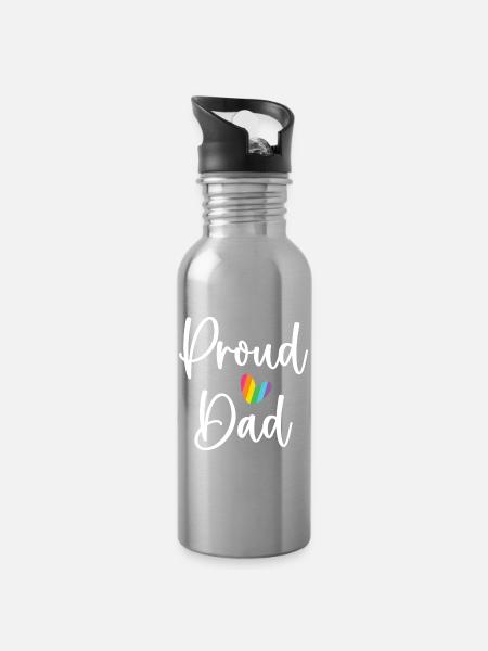 Stolzer Papa - Trinkflasche mit integriertem Trinkhalm - Lightsilver