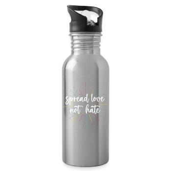 Pride Month - Liebe statt Hass verbreiten - Trinkflasche mit integriertem Trinkhalm - Lightsilver - Rechts