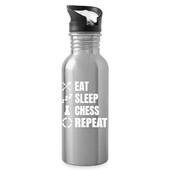 Eat Sleep Chess Repeat - Water bottle with straw - silver - Right