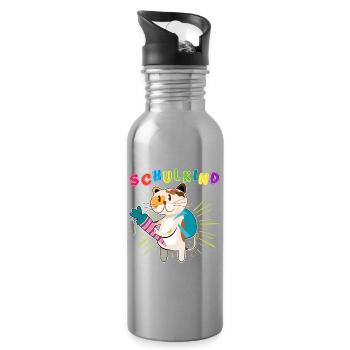 Schulstart 2023 - Design für Deinen ABC-Schützen - Trinkflasche mit integriertem Trinkhalm - Lightsilver - Rechts