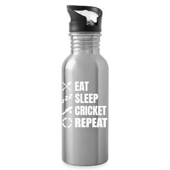 Routine quotidienne des joueurs de cricket - Gourde avec paille intégrée - argent clair - Droite
