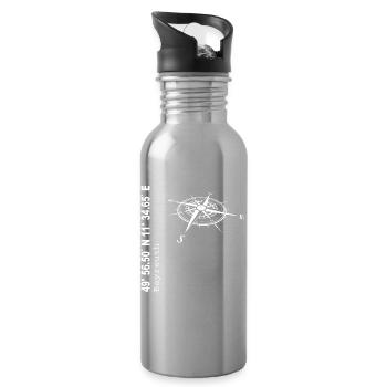 Koordinaten Bayreuth - Trinkflasche mit integriertem Trinkhalm - Lightsilver - Rechts