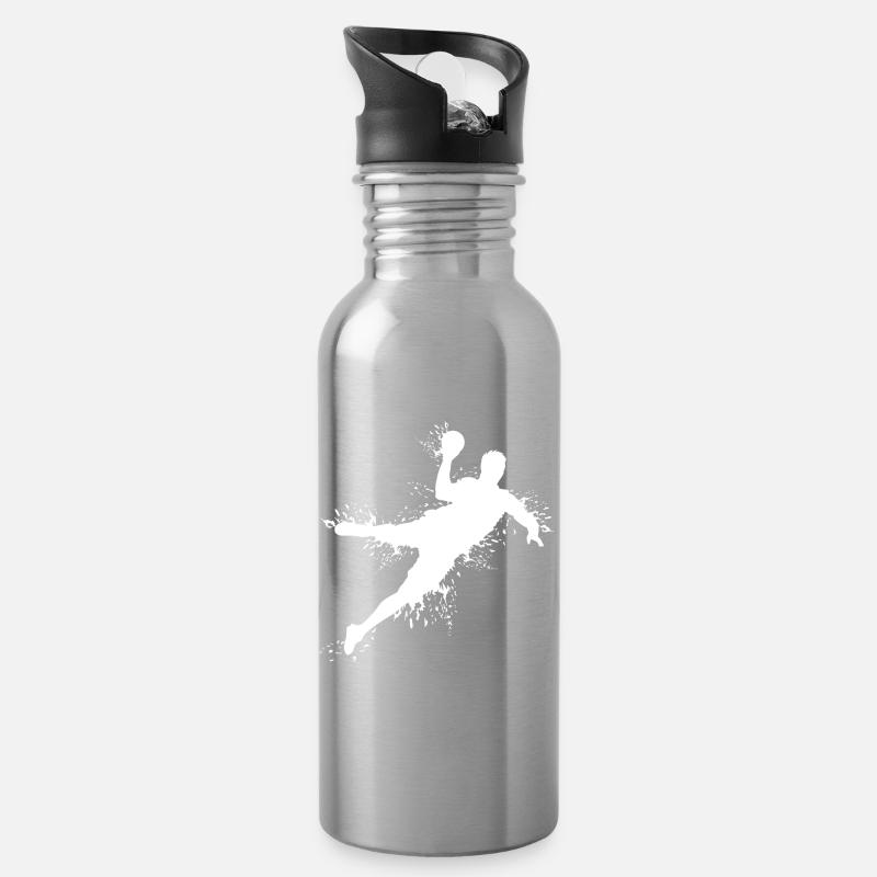 Handball Explosion Wurf Sprung Werfer Handballer - Trinkflasche mit integriertem Trinkhalm - Lightsilver