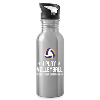 Ich spiele Volleyball. Was ist deine Superkraft? - Trinkflasche mit integriertem Trinkhalm - Lightsilver - Rechts