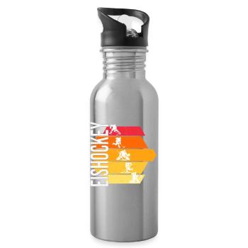 Eishockey - Trinkflasche mit integriertem Trinkhalm - Lightsilver - Rechts