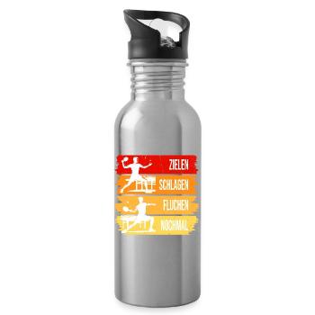 Zielen-Schlagen-Fluchen-Nochmal - Tischtennis - Trinkflasche mit integriertem Trinkhalm - Lightsilver - Rechts