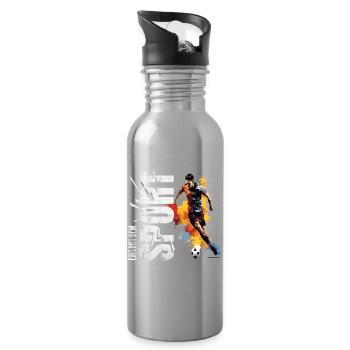 Eins mit dem Sport - Fußball - Trinkflasche mit integriertem Trinkhalm - Lightsilver - Rechts