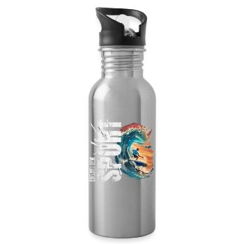 Eins mit dem Sport - Surfen - Trinkflasche mit integriertem Trinkhalm - Lightsilver - Rechts
