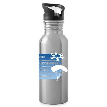 Essen - Fallschirmspringen - Schlafen -Wiederholen - Trinkflasche mit integriertem Trinkhalm - Lightsilver - Rechts