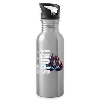 Eins mit dem Sport - Boxen - Trinkflasche mit integriertem Trinkhalm - Lightsilver - Rechts