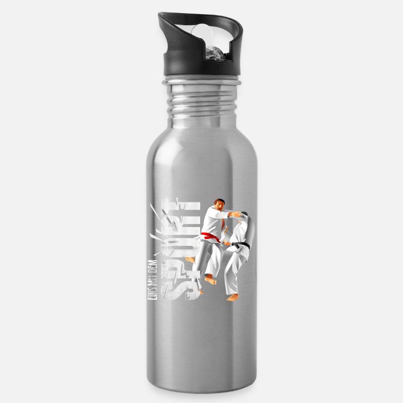 Eins mit dem Sport - Judo - Trinkflasche mit integriertem Trinkhalm - Lightsilver