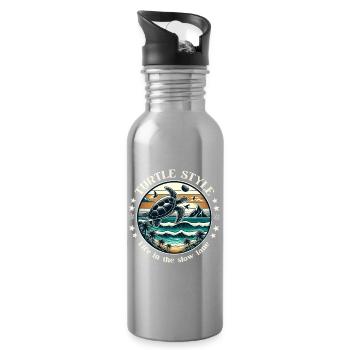 Turtle style, life in the slow lane - Water bottle with straw - silver - Right