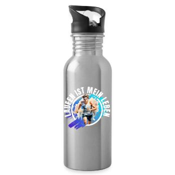 Laufen ist mein Leben - Trinkflasche mit integriertem Trinkhalm - Lightsilver - Rechts