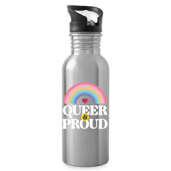 LGBT Pride Month - Queer und stolz - Trinkflasche mit integriertem Trinkhalm - Lightsilver - Rechts