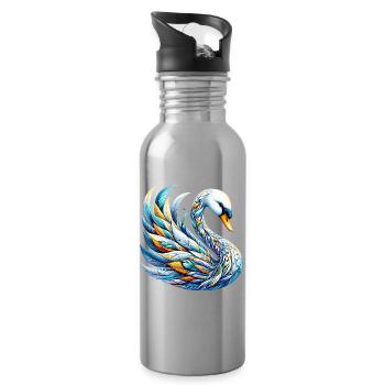 Cygne - Gourde avec paille intégrée - argent clair - Droite