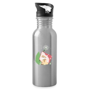 fille champignon en couleur - Gourde avec paille intégrée - argent clair - Droite