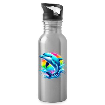 Delfin - Trinkflasche mit integriertem Trinkhalm - Lightsilver - Rechts