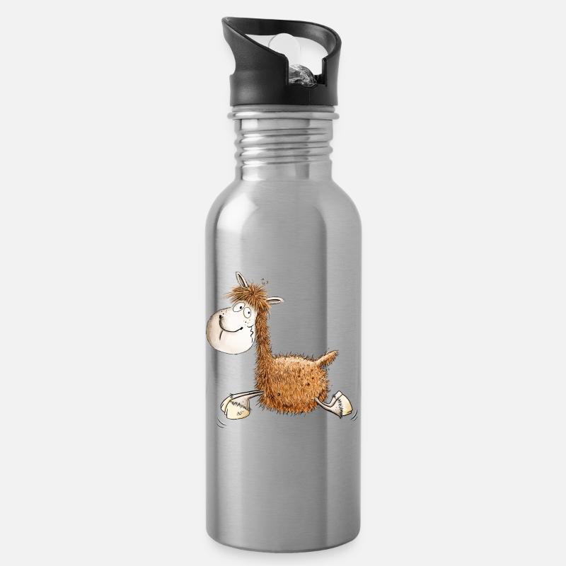 Lustiges Lama Für Lama Oder Alpaka Freunde - Trinkflasche mit integriertem Trinkhalm - Lightsilver