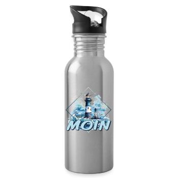 Moin - Trinkflasche mit integriertem Trinkhalm - Lightsilver - Rechts