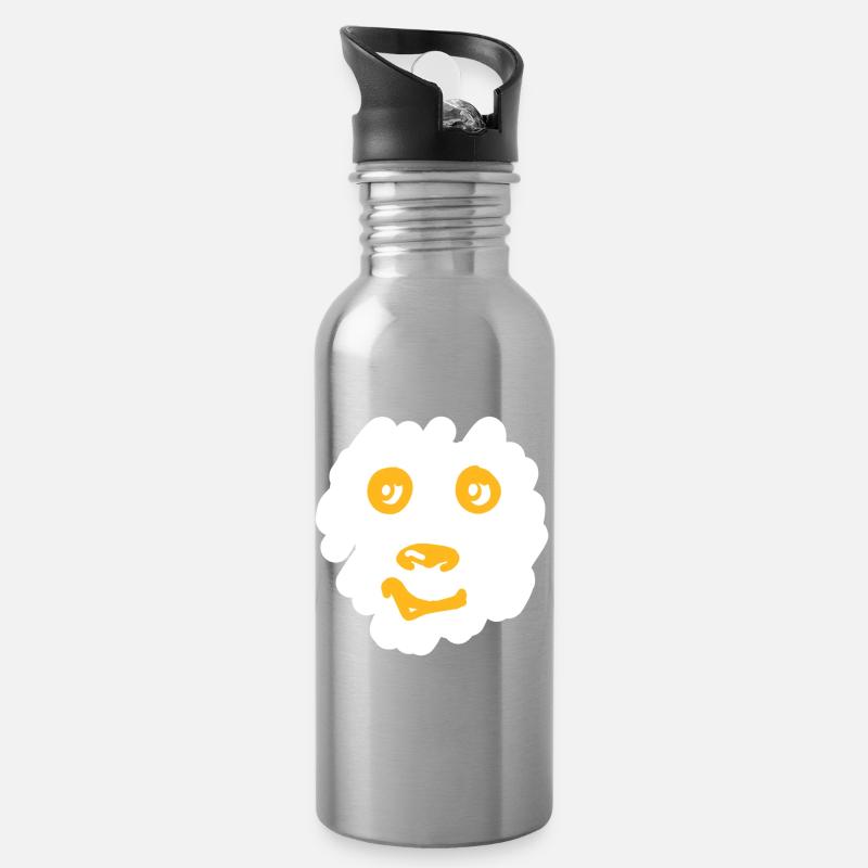 Bärenjunges - Trinkflasche mit integriertem Trinkhalm - Lightsilver