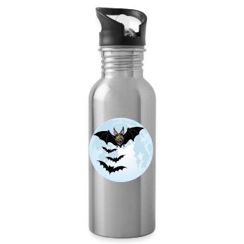 Bats, Vampires and the Moon - Water bottle with straw - silver - Right