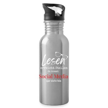 Lehrmotivation mit Brille - Trinkflasche mit integriertem Trinkhalm - Lightsilver - Rechts