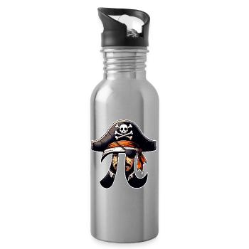 Pirate Pi Day Pirate Motif Math Fans Teacher - Water bottle with straw - silver - Right