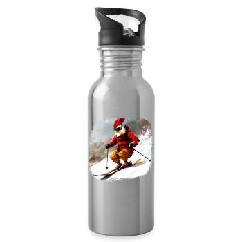 Poulets Ski / Poulet Skieur - Gourde avec paille intégrée - argent clair - Droite