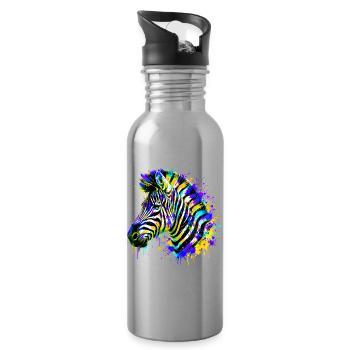 Zebra - Trinkflasche mit integriertem Trinkhalm - Lightsilver - Rechts