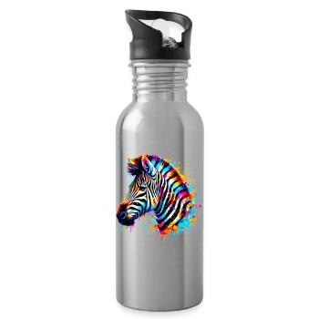 Zebra - Trinkflasche mit integriertem Trinkhalm - Lightsilver - Rechts