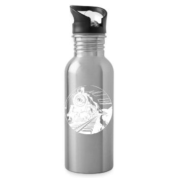 Railway Graphic - Water bottle with straw - silver - Right