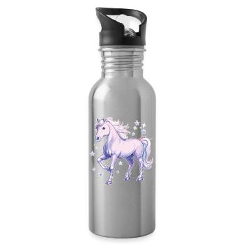 Horse with stars - Water bottle with straw - silver - Right