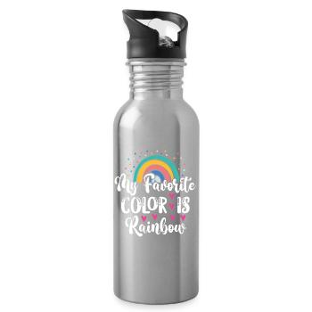 LGBTQ Pride Month - Meine Lieblingsfarbe ist Regenbogen - Trinkflasche mit integriertem Trinkhalm - Lightsilver - Rechts