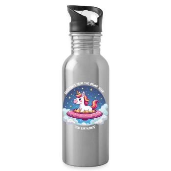 Licorne vue de l’espace - Gourde avec paille intégrée - argent clair - Droite