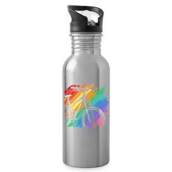 Lebendiger Fahrrad-Kunstdruck - Trinkflasche mit integriertem Trinkhalm - Lightsilver - Rechts