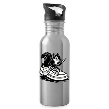Squirrel in sneakers! - Water bottle with straw - silver - Right