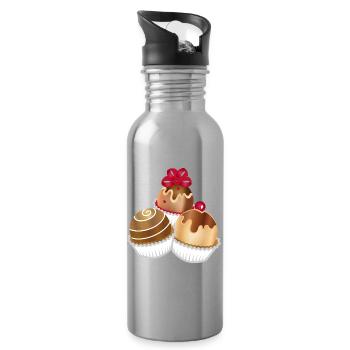 Drei edle Pralinen als Motiv für echte Genießer - Trinkflasche mit integriertem Trinkhalm - Lightsilver - Rechts
