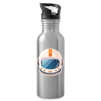Retro Weltraum Helm - Trinkflasche mit integriertem Trinkhalm - Lightsilver - Rechts
