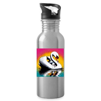 cygne - Gourde avec paille intégrée - argent clair - Droite