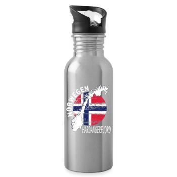 Hardangerfjord - Trinkflasche mit integriertem Trinkhalm - Lightsilver - Rechts